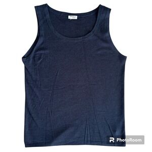 $395 Akris Punto Premium Wool Luxury Tank Staple Layering Capsule Navy Blue 16